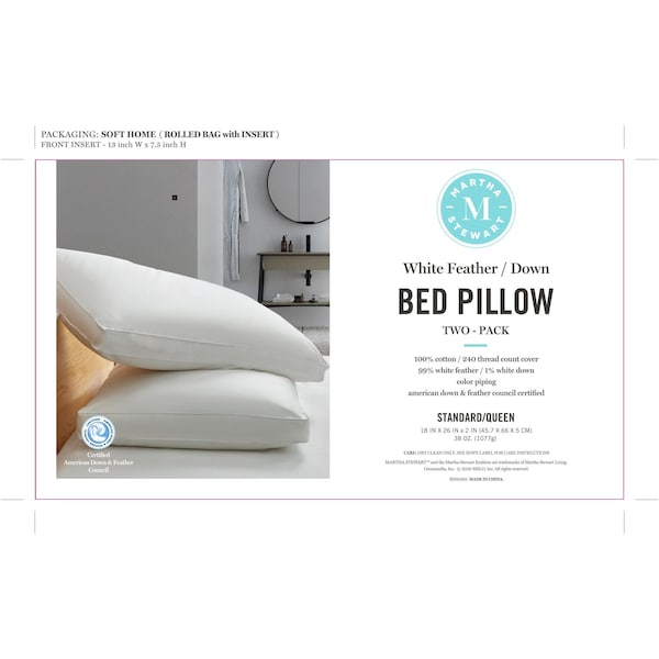 White Feather & Down Pillow, Jumbo, PK2